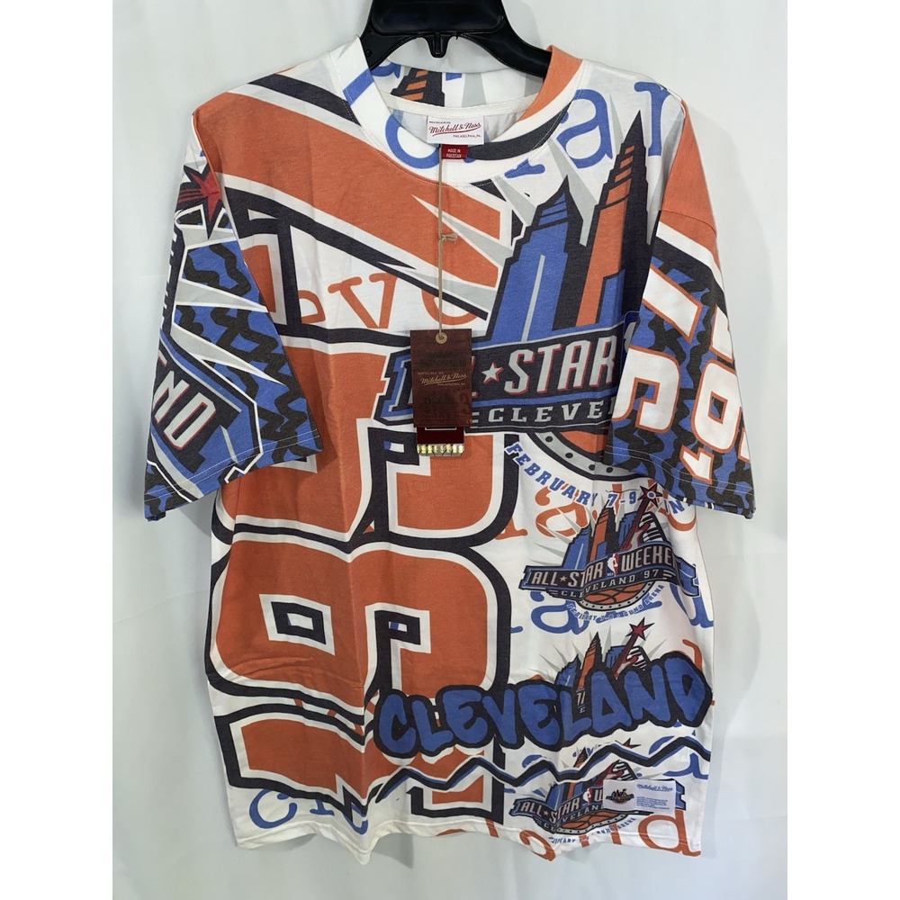 NWT Mitchell & Ness NBA All-Star Game Cleveland 97 All Over Print Shirt Men 2XLB